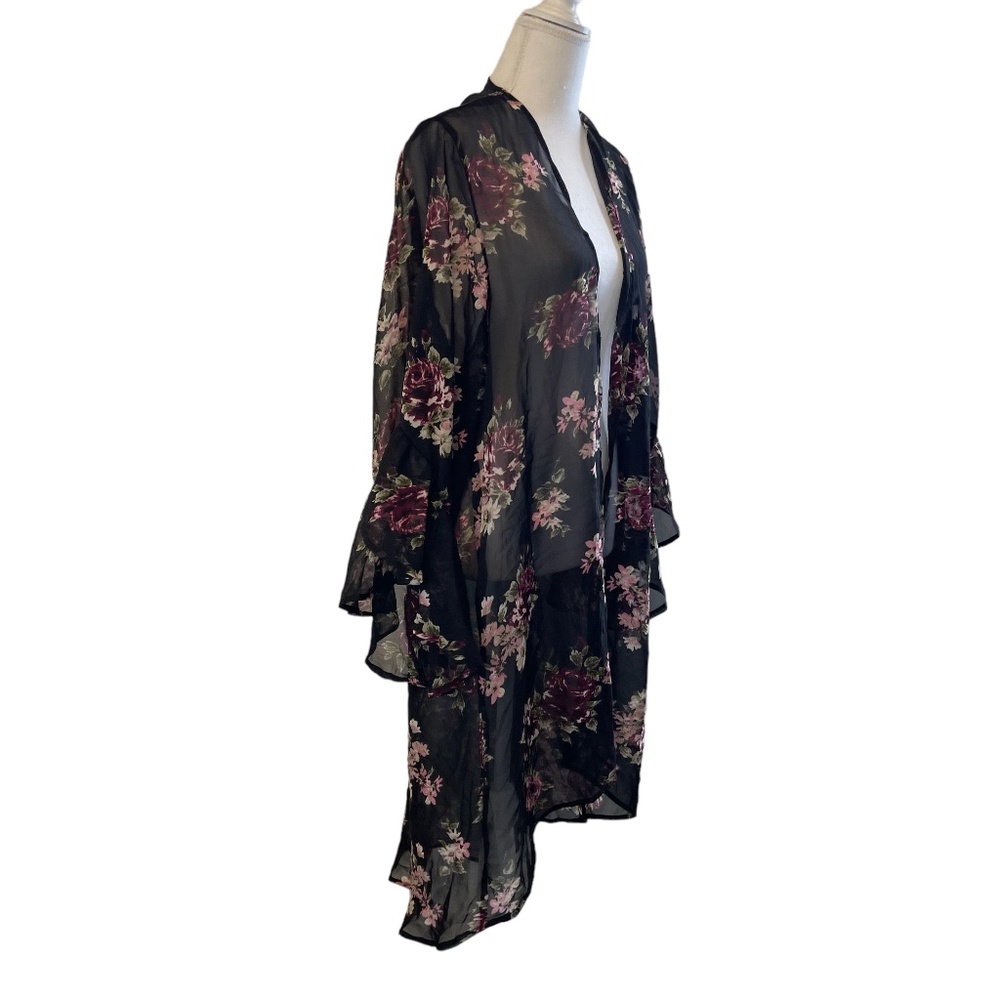 Floral Bell Sleeve Kimono ~ Ruana Size 2X NWT